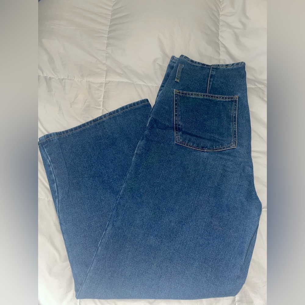 Blue wide leg jeans